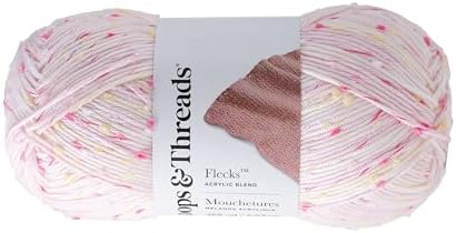 Loops & Threads Flecks Yarn - Yarn for Knitting, Crochet, Weaving, and Arts & Crafts - Pink, Acrylic Blend, 6.53 oz