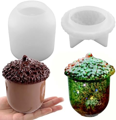 Christmas Pinecone Jar Silicone Mold with Lid, Xmas Resin Jar Mold
