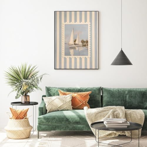 Sailboat Diamond Art Kits for Adults, Round Diamond Painting 12x16 Inch
