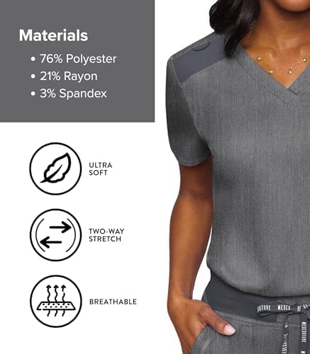 Med Couture Touch Women's Scrub Tops V-Neck Tuck-in Top with 1 Pocket