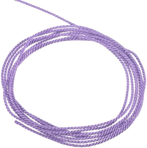 MECCANIXITY Twisted Cord Trim, 11 Yard 1.5mm 3-Ply Twine Braided Rope Shiny Thread String for Craft Gift Bag Curtain Christmas Decor, Light Purple - 10m