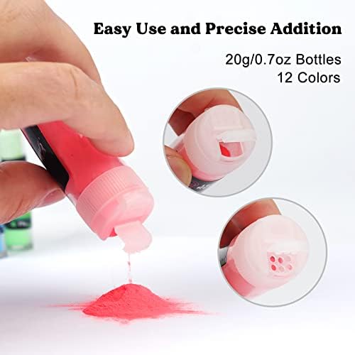 LET'S RESIN 12 Colors Glow in The Dark Pigment Powder for Resin - 20g/Jar | Epoxy Resin Luminous Pigments Long Lasting for Slime, Nails, Acrylic Paint, Halloween Decoration,Art,Crafts