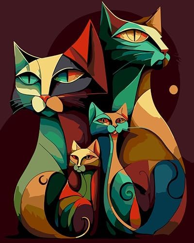 Paint by Numbers Kit for Adults Beginners,Abstract Cat(16x20 inches)