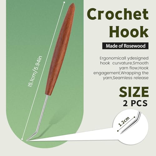 Wuadua 2 Pcs Knitting Loom Hook, Ergonomic Crochet Hooks for Knit Picker