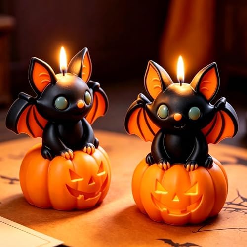 Wehous Halloween Resin Molds, Cute Bat Pumpkin Candle Soap Mold, Halloween Ornament Silicone Molds for Epoxy Resin Casting Clay, 3D Pendant Keychain Wall Hanging Craft Mold (Bat Pumpkin)