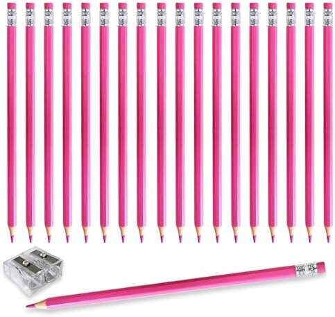 Adhere 25pcs Checking Pencils Erasable colored Pencils Pre-Sharpened #2 HB,for Checking Tests Grading,Map Coloring, editing Office Favors,including a Free sharpener. (Pink)