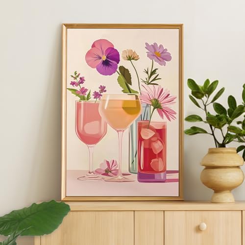 Camocin Framed Paint by Numbers Kit for Adults Beginners – Flowers Cocktail
