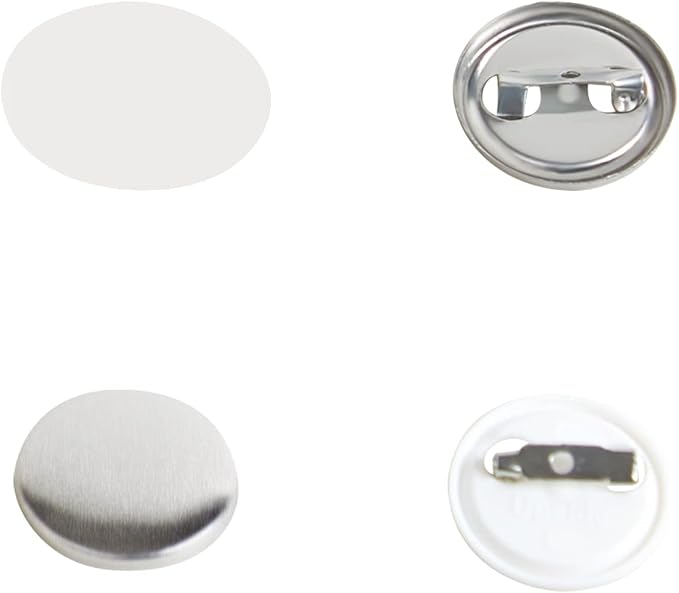 VEVOR 500 Sets 1 inch 25mm Pin Back Button Parts for Button Maker Machine, DIY Round Button Badge Parts, Set Includes Metal Top, Plastic/Metal Button, Clear Film, and Blank Paper for Gifts Presents