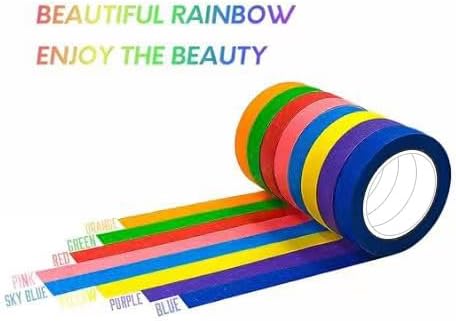 8PCS Colored Masking Tape Thin Painters Tape Rainbow Colors Rolls For Kids