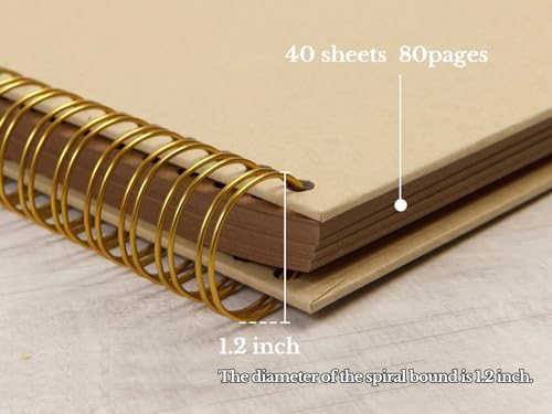 potricher 8 x 8 Inch DIY Scrapbook Album 80 Pages with Kraft Paper, Yellow | Thick Kraft Paper Scrap Book Photo Albums, Memory Book for Wedding, Anniversary, Baby, Family, Travel, DIY Projects
