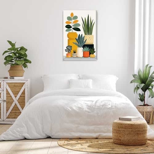 Bowetile Framed Paint by Numbers Flower Kit for Adults, Adults' Paint-by-Number Kits on Canvas, Painting by Numbers Flower Pot, DIY Acrylic Number Painting for Home Wall Decor, 8x12in