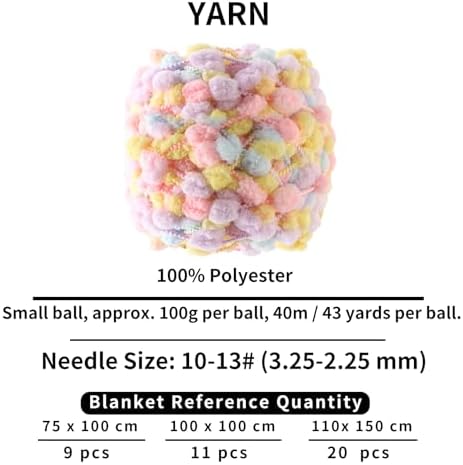 Hand-Woven Ball Yarn, 4 Pack, 380g Total, for Blankets, Cushions, and Pet Nests, Fluffy Chunky Craft Yarn (Macaron)