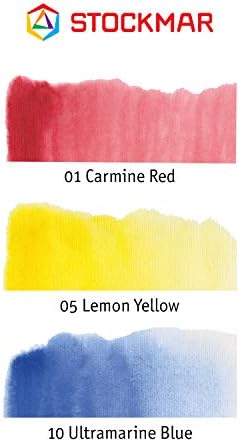 Stockmar Watercolor Paint Set - Includes Carmine Red, Lemon Yellow, Ultramarine Blue- Washable Paint for Kids, Students, & Artists (3 Bottles, 20 mL)