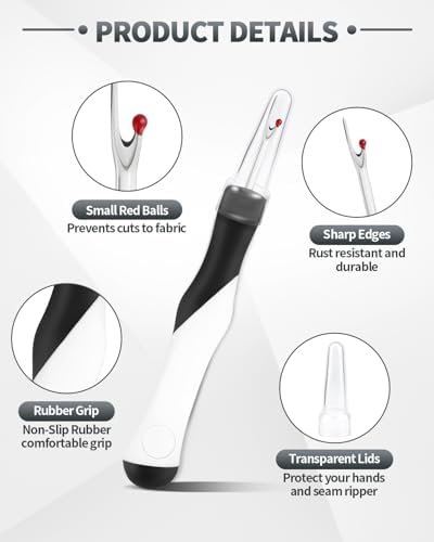 Needle and Thread Seam Ripper, Rippers for Sewing and Thread (Black with White)