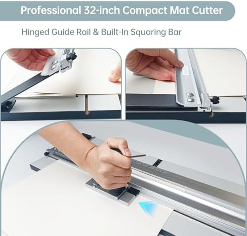 Professional 36-Inch Mat Cutter System - Precision 45° Bevel & 90° Straight Edge Board Cutter, Aluminum Guide Rail with Anti-Slip Base for Framing, DIY Photos, Artwork, Backing Board