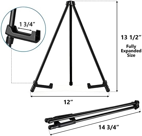 14" Tabletop Instant Display Easel, Black Steel Tripod Easel Stand(1 Pack)
