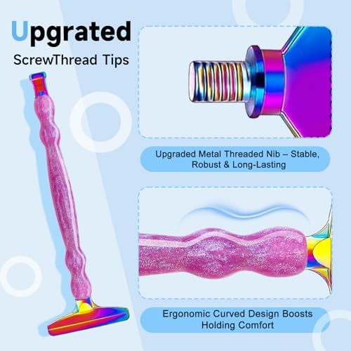 Diamond Painting Pen Kit - 7 Metal Tip Diamond Art Tools, 5D Diamond Painting Accessories for Adults Beginners, Resin Pen with Straight/Bent/Flat/Roller Nibs, Tray & Clay