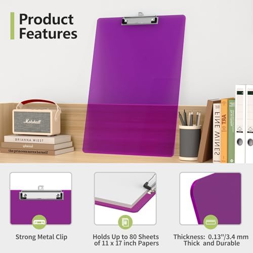Extra Large Clipboard, 11 x 17 Purple Plastic Drawing Board
