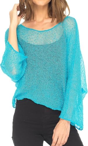 Women Knit Poncho Top Sheer Crochet Shawl Cover Up