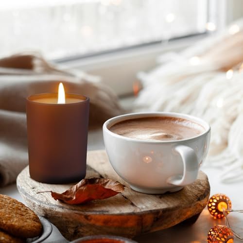 Thick Candle Jars for Making Candles 20 Pcs, 7 OZ Empty Jars with Wood Lids for Candle Making, Sample Container, Frosted Brown