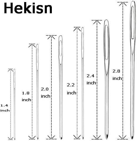 Hekisn Large-Eye Blunt Needles, Stainless Steel Yarn Knitting Needles, Sewing Needles, Crafting Knitting Weaving Stringing Needles, Perfect for Finishing Off Crochet Projects (18 Pieces)