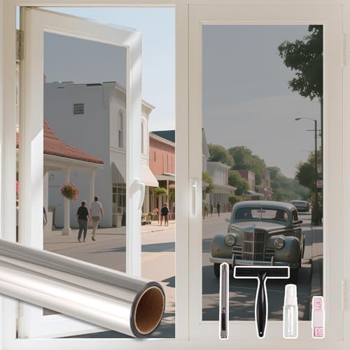 LEMON CLOUD One Way Window Film Window Tint for Home, Silver 29.5″ x 78.7″