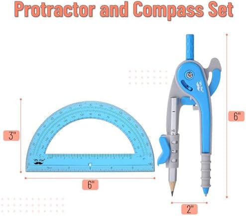 Mr. Pen- Geometry Compass and Protractor Set, 6 Inch Compass