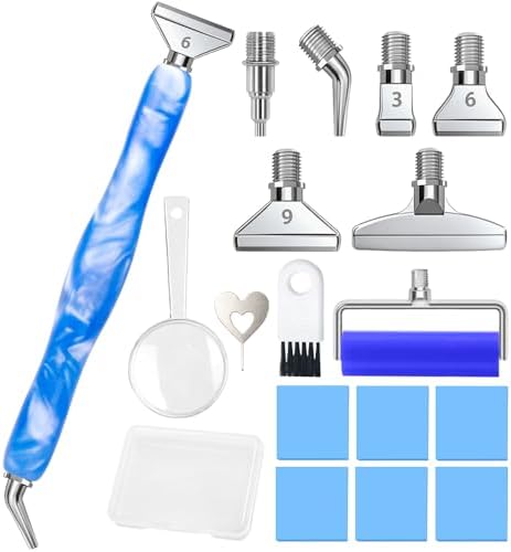 RaySoar Diamond Art Pens Diamond Art Tools Painting Pen with Screw Metal Tips Multi-Placer Tool Accessories for Adults Gem Rhinestone Picker Stylus Blue