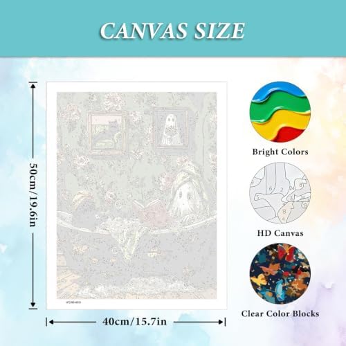 Tabszca Funny Bathing Ghost Paint by Numbers Kit for Adults 16 X 20 Inch