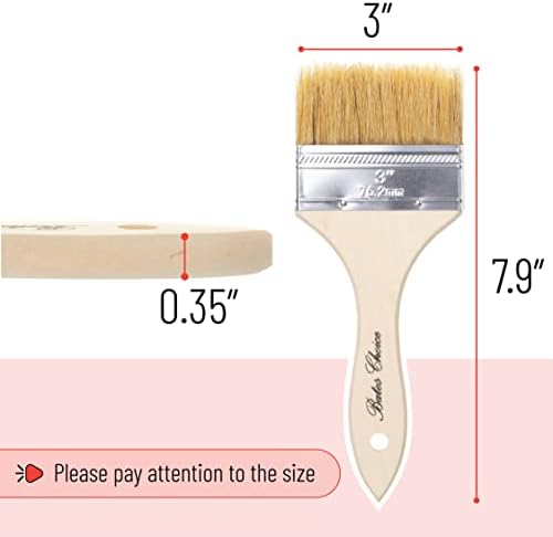 Bates- Chip Paint Brushes, 3 Inch, 6 Pack, Chip Brush, Brushes for Painting, Paint Brushes, Stain Brushes for Wood, Natural Bristle Paint Brush, 3 Inch Paint Brush, Chip Paint Brushes for Paint
