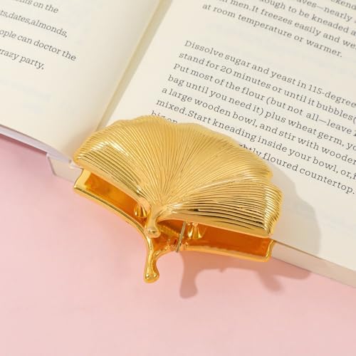 Vintage Plant Metal Bookmark Clips - Tree of Life/Tulip/Ginkgo Leaf Journal Clips, Traveler's Notebook Accessories, an Ideal Gift for Book Lovers and journaling Enthusiasts (Ginkgo Leaf Style A)