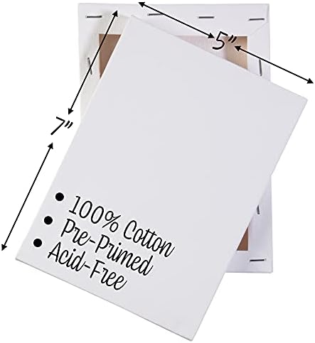iDIY Stretched Canvas Board 5 x 7 (Set of 12) 5/8" - Classic White Blank, Pre Primed for Oils or Acrylics, 100% Cotton, Acid Free - Professional Grade for Painting or Art Project, Craft, Mixed Media