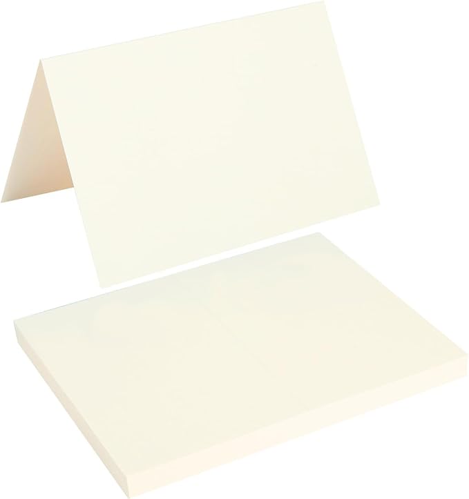 50 Pack Blank Folded Cardstock Cards, Cream Color, 3x5