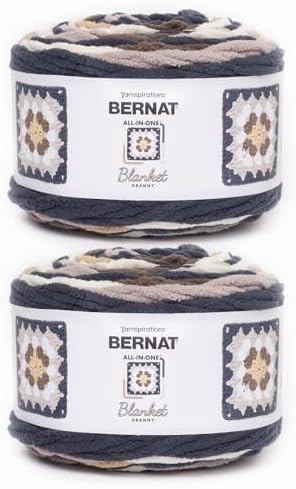 Bernat All in One Blanket Granny Soft Crochet Yarn, Asphalt, 2-Pack