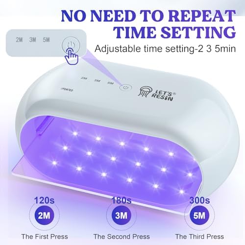 LET'S RESIN Two-Sided 36-LED UV Resin Light, 2/3/5-Min Timer, Gray Green