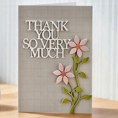 Scrapbooking Die-Cuts for Card Making, Christmas Metal Cutting Dies, Paper Craft Punch Template, Background Embossing Stencils, DIY Album Décor (Thank You Branches- 10.3x8.8cm)