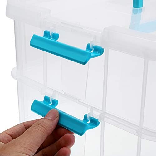 JUXYES 2-Tiers Plastic Stack Carry Storage Containers Box wih Handle Lids