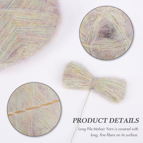 NICEEC 2 Skeins Long Pile Mohair Yarn 2.82oz/788yds - Dream