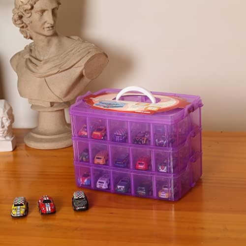 Sooyee 3-Tier Bead Organizer, Craft Storage Organizer Box,Purple