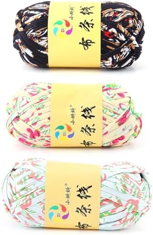 iSuperb 3 Pack Knitting Yarn Colorful Cloth T-Shirt Yarn Fabric Crochet Cloth for DIY Knitted Art Basket Bag - 300g