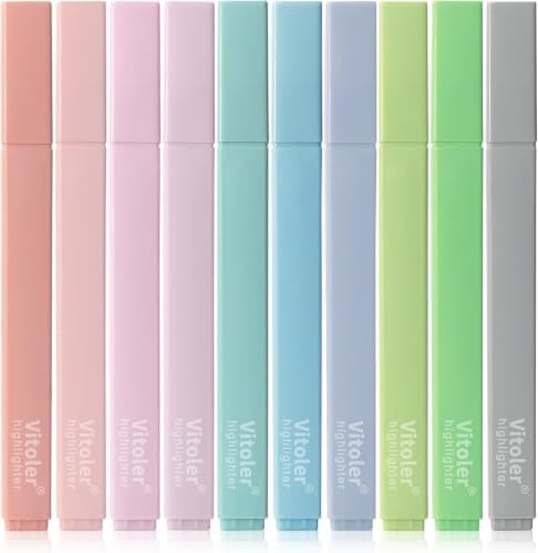Vitoler Bible Highlighters,Aesthetic No Bleed Bible, Soft Chisel Tip,10Pcs | Assorted Color,Cute Pastel,high quality for bible study,books,journal,writing,school office