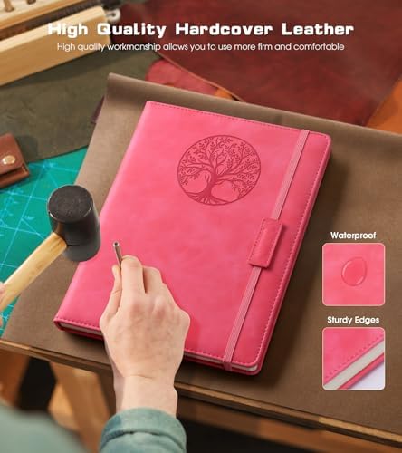 Biuwory Leather Journal Notebook,256 Thick Lined Pages,Hardcover 5.7"×8.3" | Vintage Journal for Women Men,Work,School,Business,Travel Diary,Note taking,College Ruled Writing,Daily Journaling Notebook