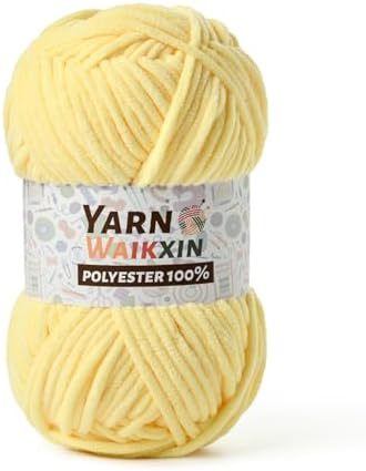 Soft Chenille Yarn for Crocheting, Fluffy Chunky Crochet Yarn for Baby Blanket, (1.76oz/65.6yds) Fuzzy Velvet Yarn for Amigurumi&DIY Puzzle、Crafts、Scarf(Light Yellow)