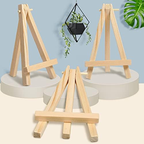 Yalikop 40 Pack 5 Inch Mini Wood Easel Stand Mini Wood Display Easel Wooden Tripod Holder Stand for Painting Portable Canvas Photo Picture Sign Displaying Small Business Cards Artist Phone Wedding
