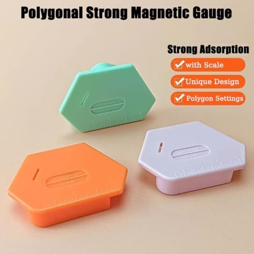 Magnetic Seam Guide for Sewing Machine, Multi-Purpose Tool Polygonal Strong Magnetic Gauge, Multifucntional Seam Guide Hemmer with Scale, Sewing Accessories and Supplies (Orange)