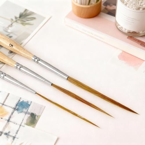 3 Pcs Rigger Liner Brushes Scroll Pinstriping Brush Extra Long Liner Brushes Fine Tip Paint Brush Set for Filling Corners Marking Outlining Creating Edge Borders Watercolor Acrylic Detail Painting