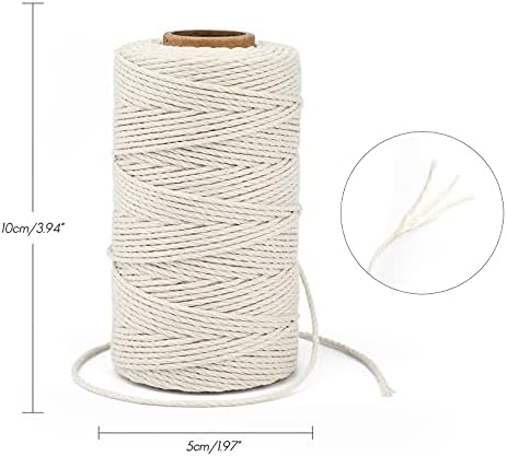 jijAcraft Cotton Butchers Twine, 328 Feet - 3Ply 2mm Thick Beige Twine for Meat, Sausages, Crafting & Home Decor
