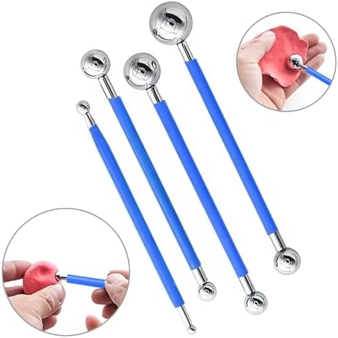 9Pcs Clay Sculpting Tool Set, Blue Dual-Ended Silicone Clay Brushes & Ball Stylus Tools, Professional Polymer Clay Kit for Sculpting, Texturing & Detailing, Ideal for Pottery, Ceramic & DIY Crafts