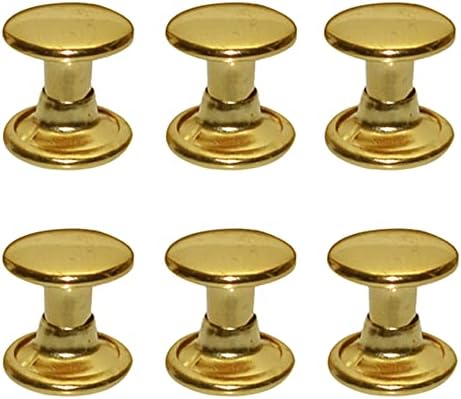300sets Leather Rivets Double Cap Rivet Tubular Metal Studs Repairs Decoration Craft Accessories for Leather Craft Clothes Shoes Bags Belts (6mm Gold)