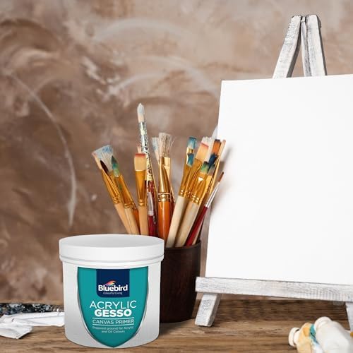 BLUEBIRD Heavy Gesso Primer for Acrylic Painting, Gesso Surface Prep Medium for Acrylic Paint and Oil Paint (White, 28.2 Oz)